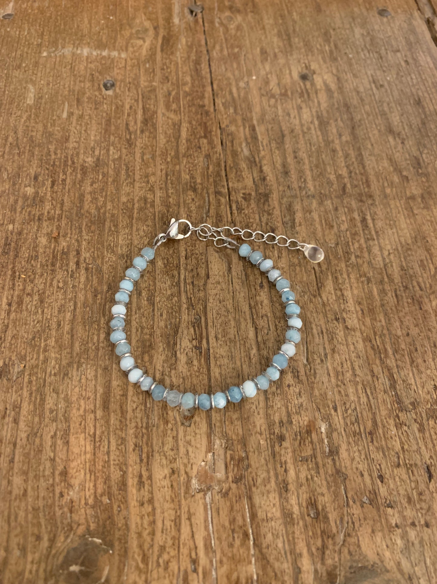 Bracelet Argenté et Aigue Marine