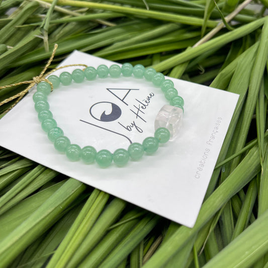 Bracelet Aventurine Verte et Quartz Rose " L'Abondance"