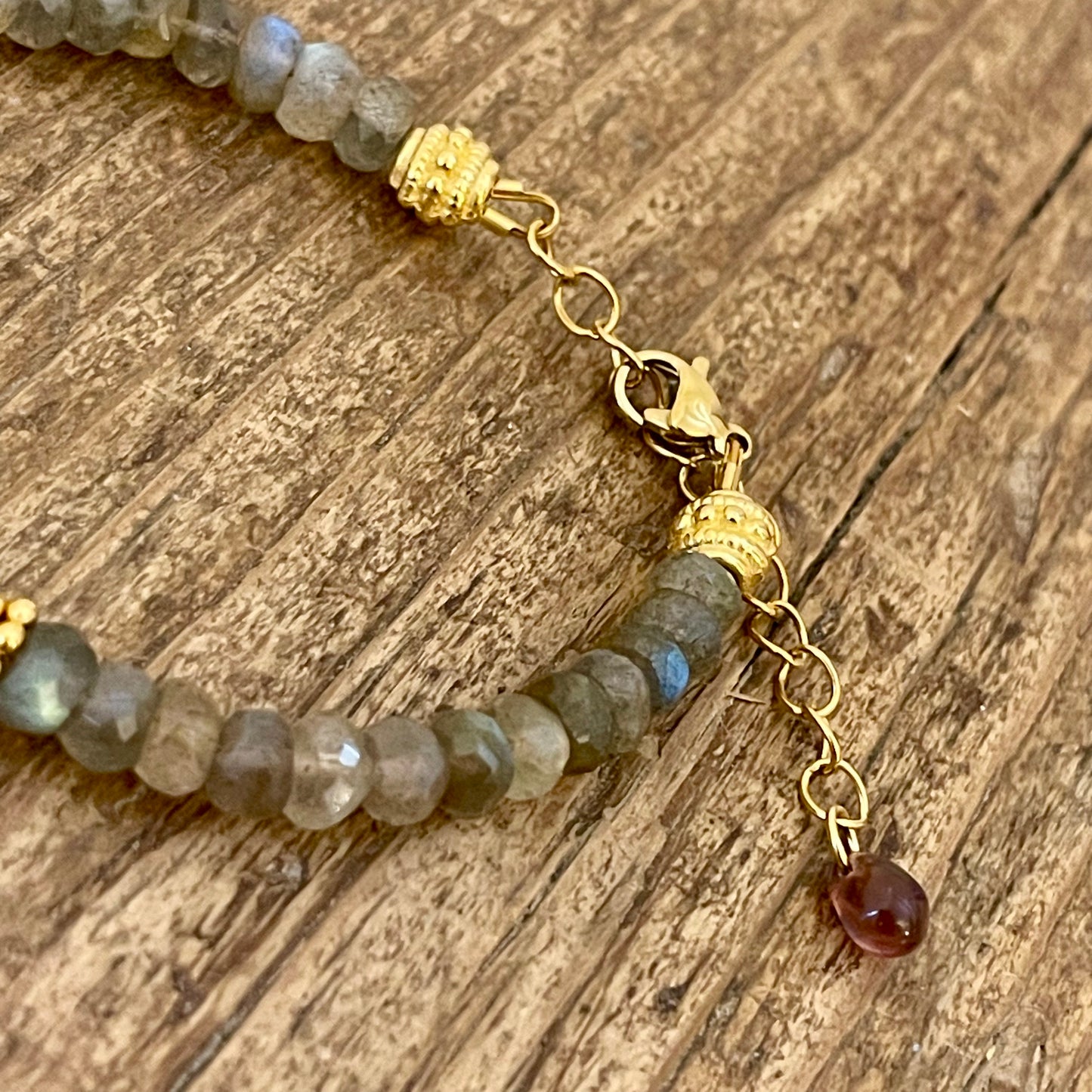 Bracelet Doré, Labradorite et Améthyste