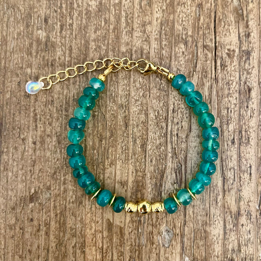 Bracelet Doré et Onyx Vert