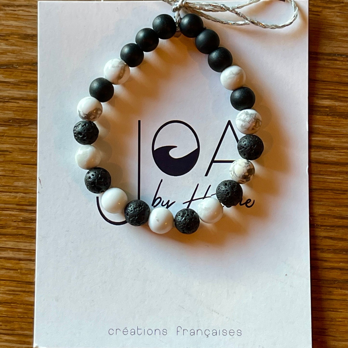 Bracelet Onyx Noir, Pierre de Lave et Howlite "Le Calme"