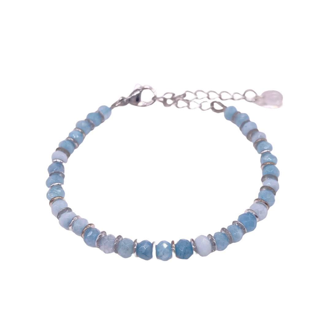 Bracelet Argenté et Aigue Marine