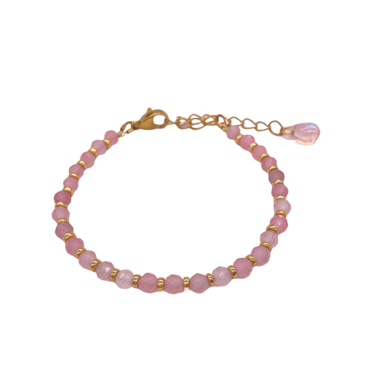 Bracelet Doré et Quartz Rose